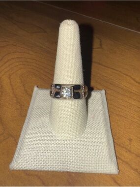 Men’s Style White Gold Filled with Clear CZ Statement Ring